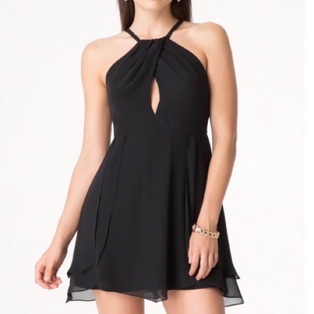 Bebe Tulip Skirt Keyhole Mini Dress